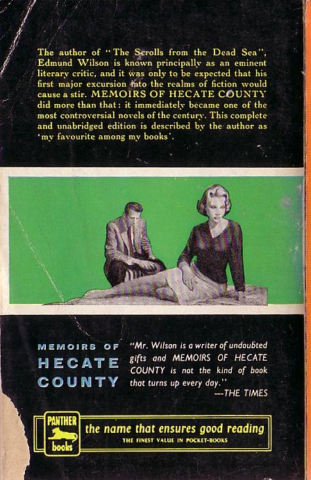 Edmund Wilson  MEMOIRS OF HECATE COUNTY magnified rear book cover image