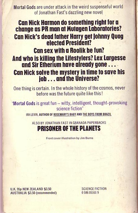 Jonathan Fast  MORTAL GODS magnified rear book cover image