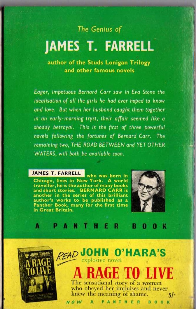 James T. Farrell  BERNARD CARR magnified rear book cover image