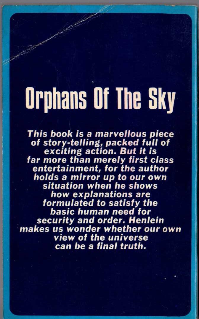 Robert A. Heinlein  ORPHANS OF THE SKY magnified rear book cover image