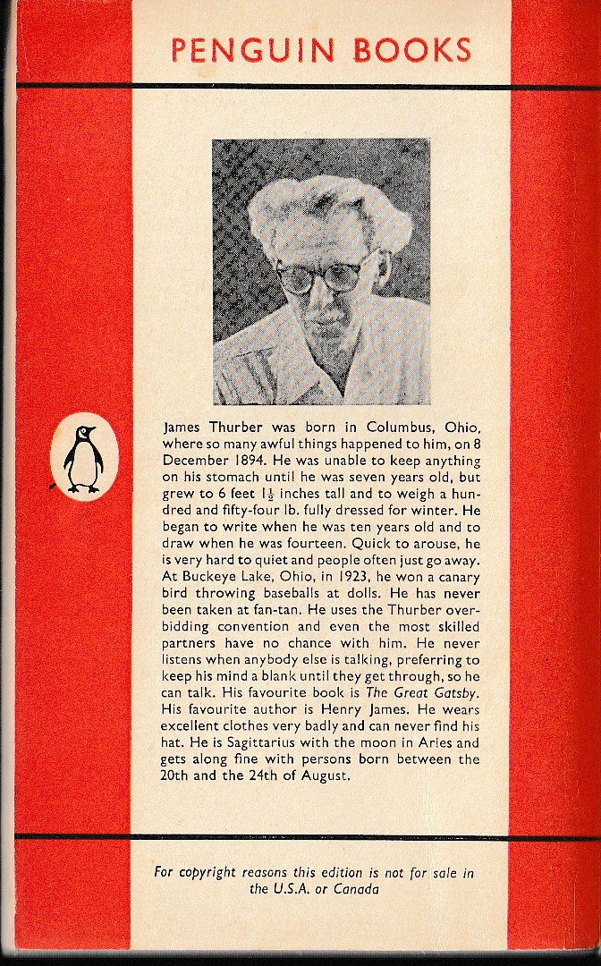 James Thurber  FURTHER FABLES OF OUR TIME magnified rear book cover image