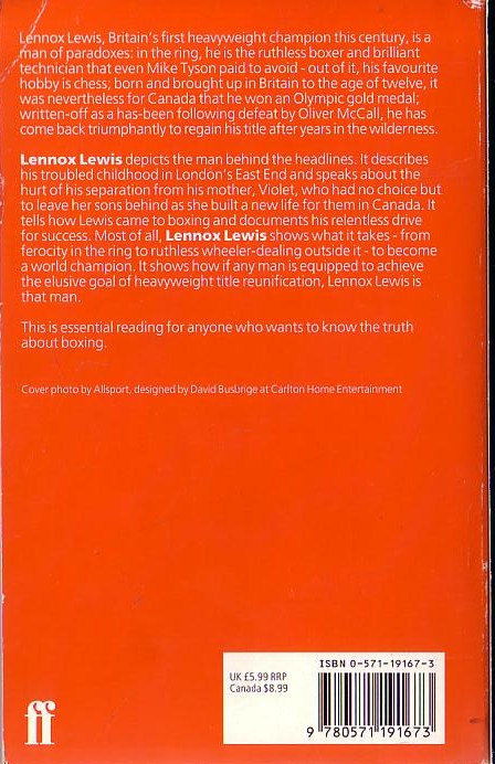Lennox Lewis  LENNOX LEWIS: CHAMPION magnified rear book cover image