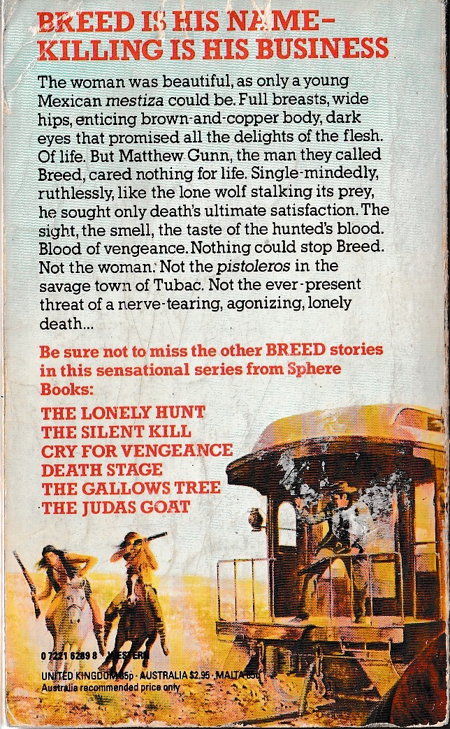 James A. Muir  BREED 7: TIME OF THE WOLF magnified rear book cover image