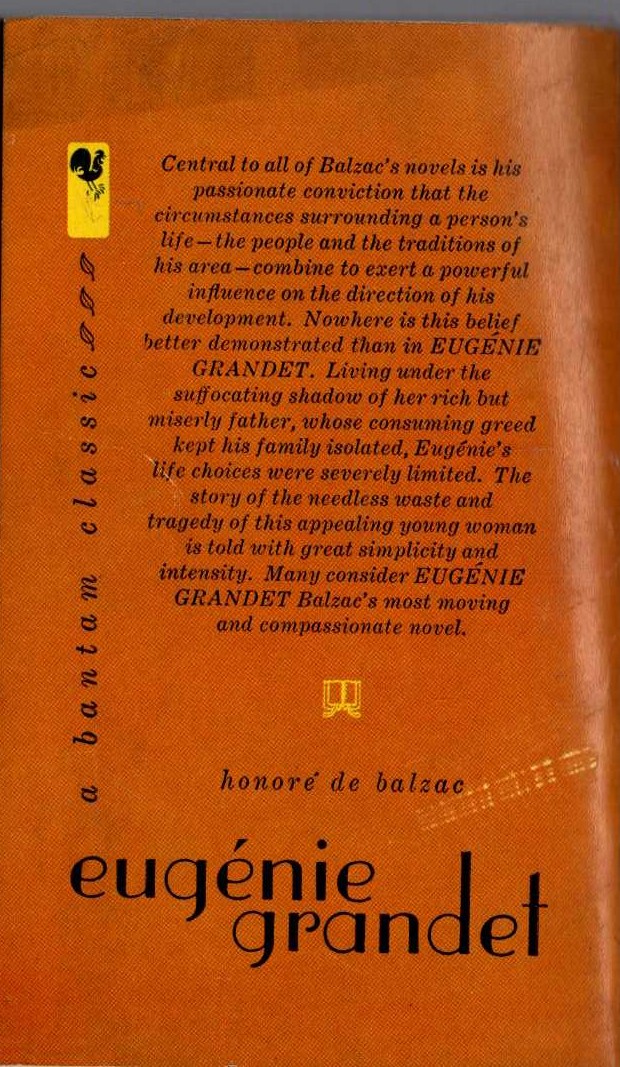 Honore de Balzac  EUGENIE GRANDET magnified rear book cover image