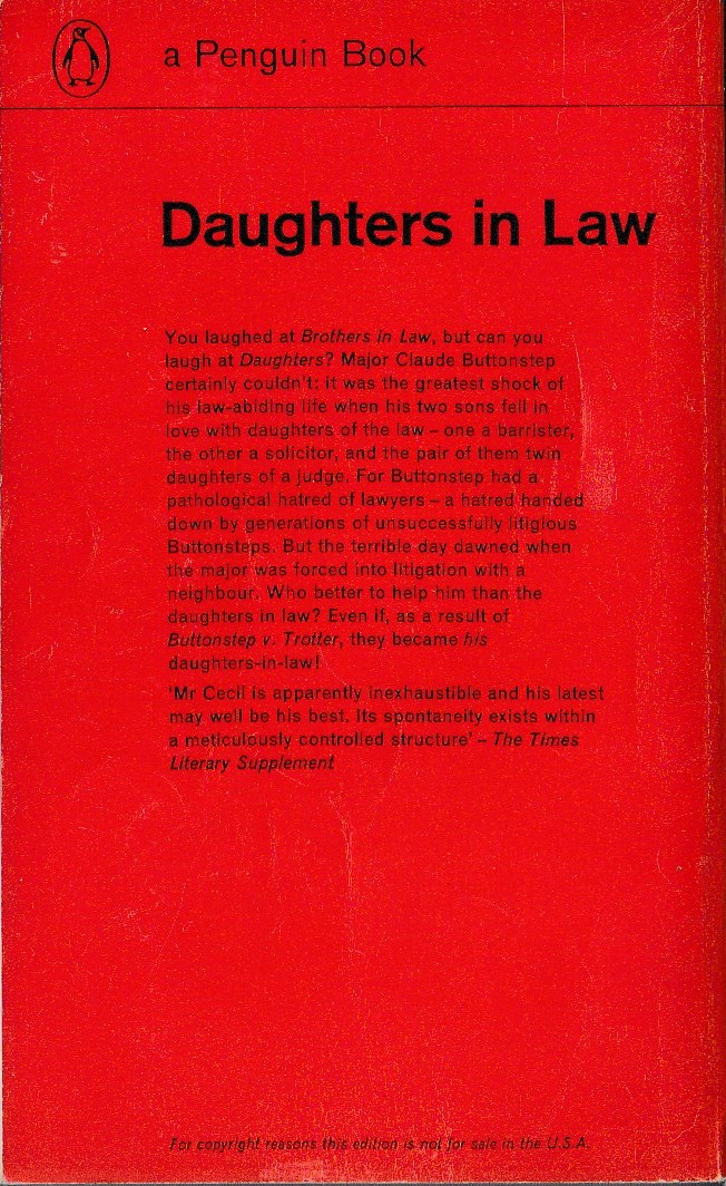 Henry Cecil  DAUGHTERS IN LAW magnified rear book cover image