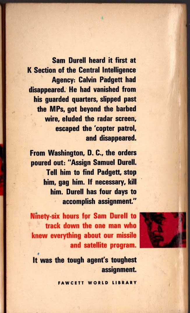 Edward S. Aarons  ASSIGNMENT TO DISASTER magnified rear book cover image
