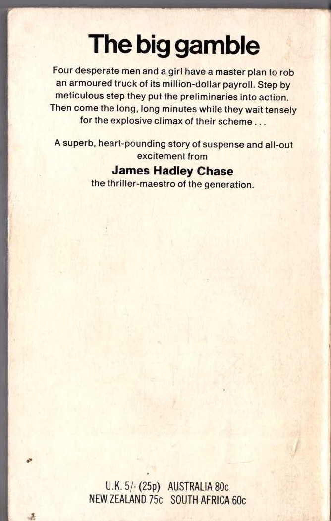 James Hadley Chase  THE WORLD IN MY POCKET magnified rear book cover image