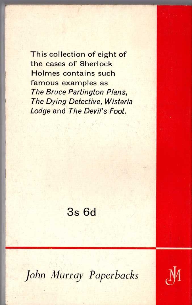Sir Arthur Conan Doyle  HIS LAST BOW magnified rear book cover image