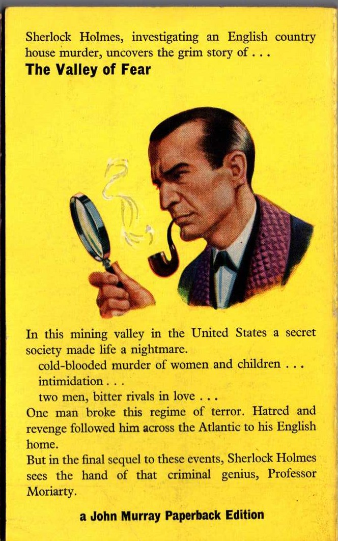 Sir Arthur Conan Doyle  THE VALLEY OF FEAR magnified rear book cover image