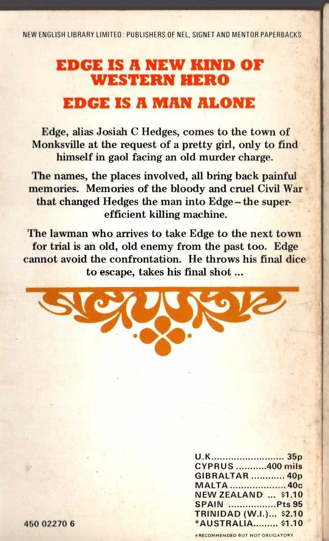 George G. Gilman  EDGE 16: THE FINAL SHOT magnified rear book cover image