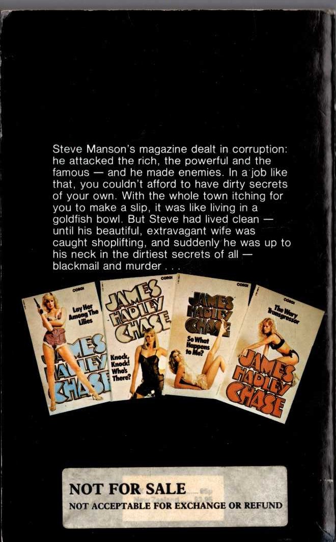 James Hadley Chase  GOLDFISH HAVE NO HIDING PLACE magnified rear book cover image