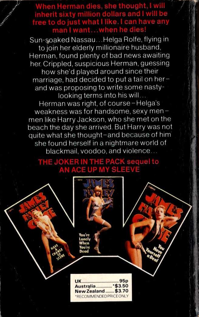 James Hadley Chase  THE JOKER IN THE PACK magnified rear book cover image
