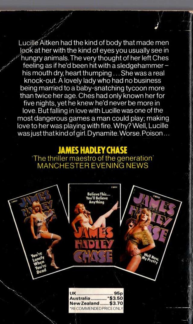 James Hadley Chase  HIT AND RUN magnified rear book cover image