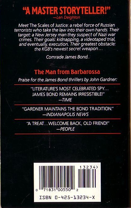 John Gardner  THE MAN FROM BARBAROSSA magnified rear book cover image