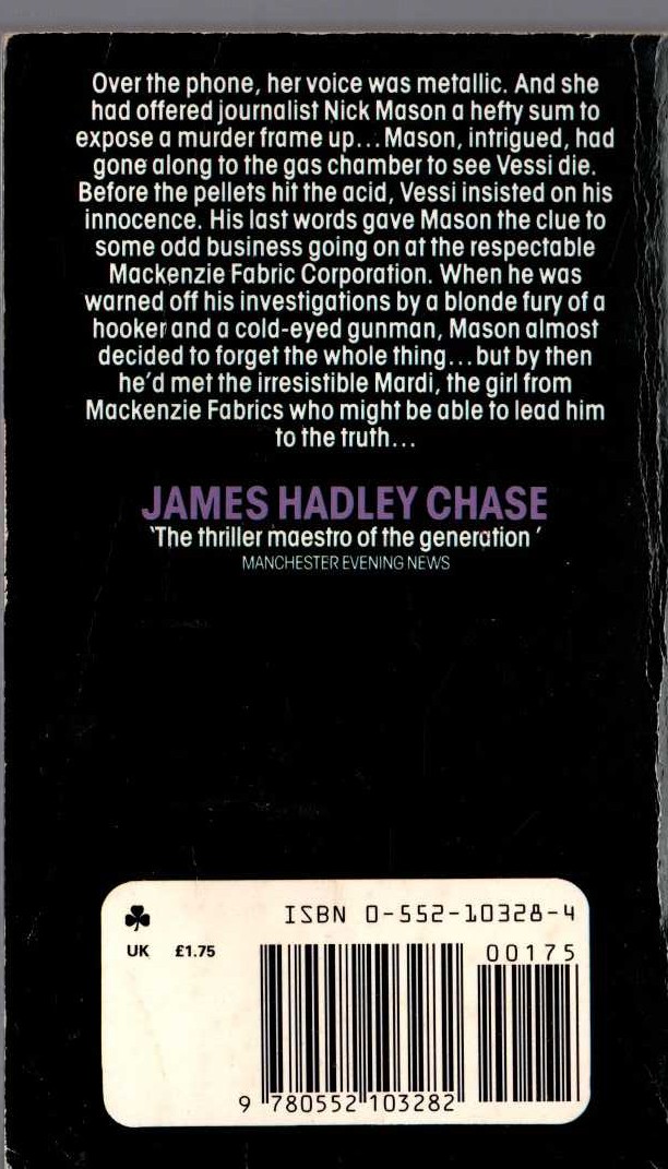James Hadley Chase  LADY - HERE'S YOUR WREATH magnified rear book cover image