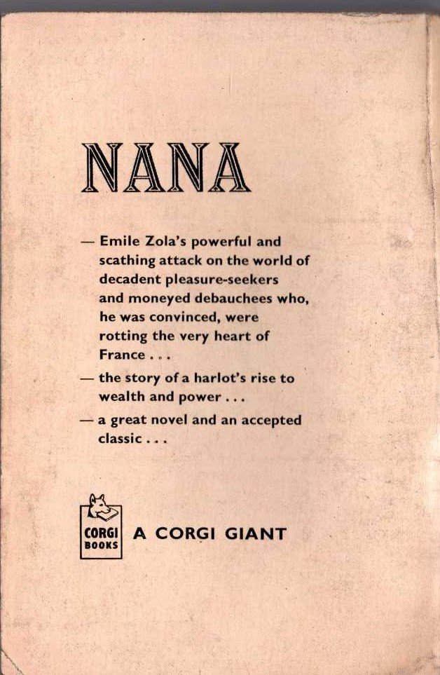 Emile Zola  NANA magnified rear book cover image