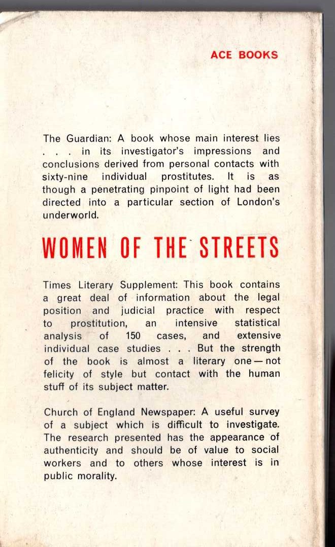C.H. Rolph (edits) WOMEN OF THE STREETS. A Sociological Study of the Common Prostitute magnified rear book cover image
