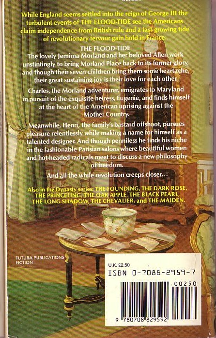 Cynthia Harrod-Eagles  THE FLOOD-TIDE magnified rear book cover image