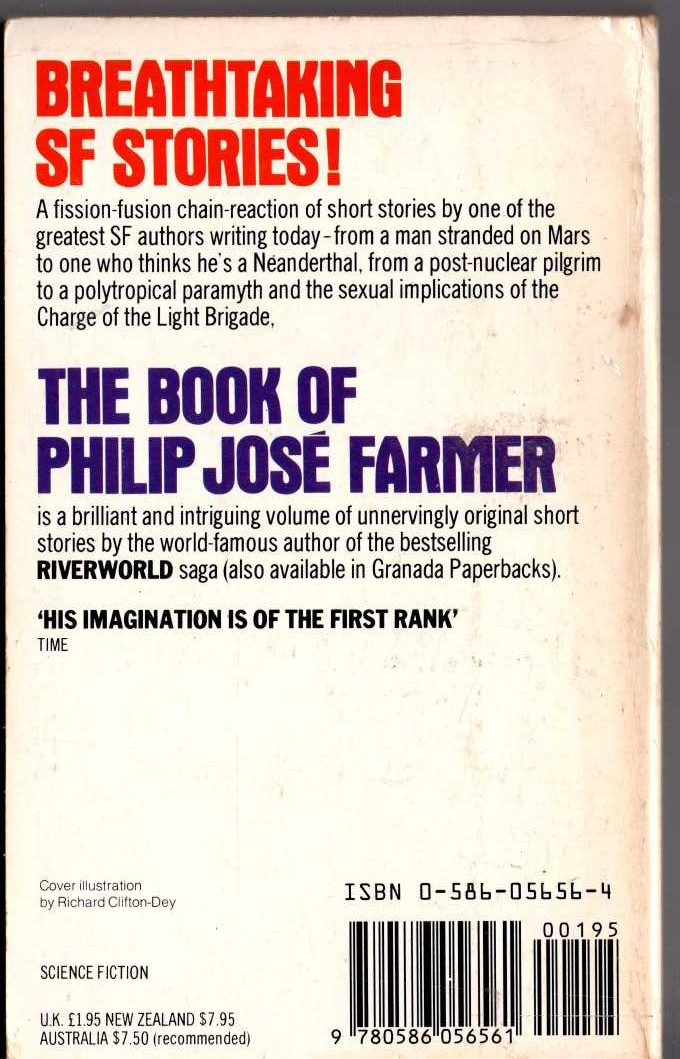 Philip Jose Farmer  THE BOOK OF PHILIP JOSE FARMER magnified rear book cover image