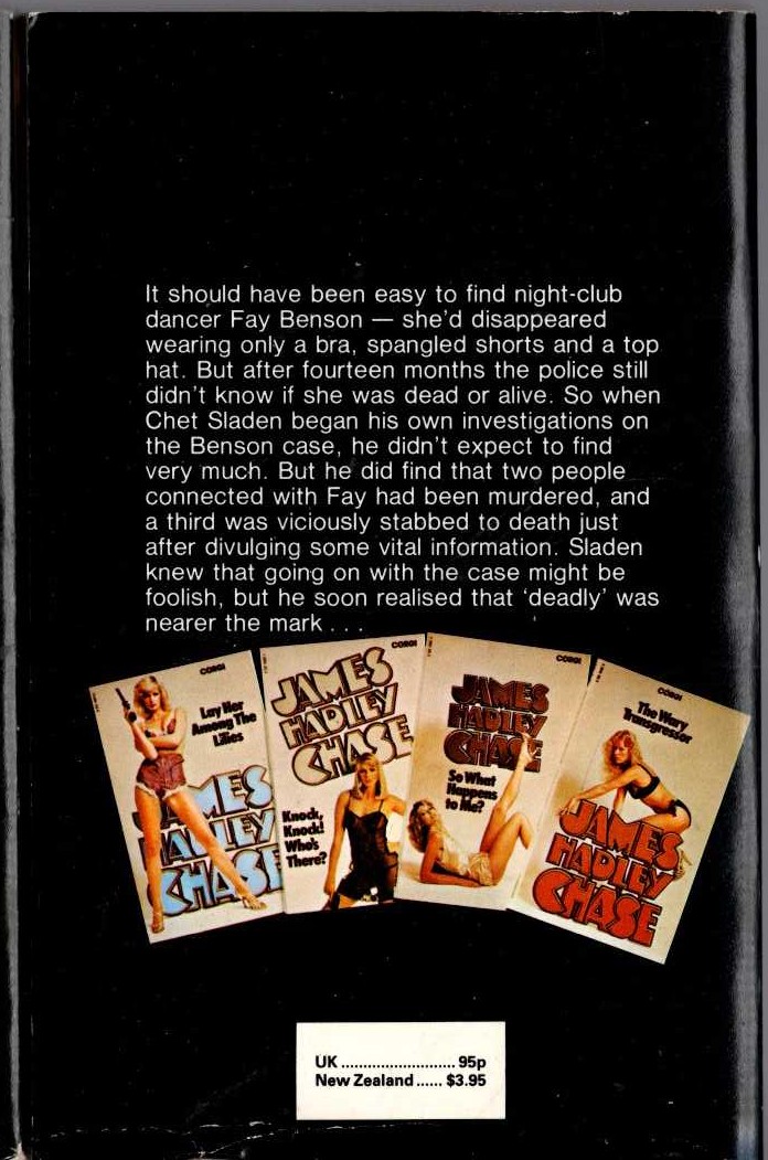 James Hadley Chase  SAFER DEAD magnified rear book cover image