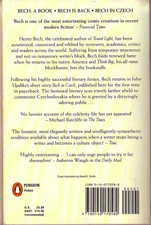 John Updike  THE COMPLETE HENRY BECH - BECH: A BOOK/ BECH IS BACK/ BECH IN CZECH magnified rear book cover image