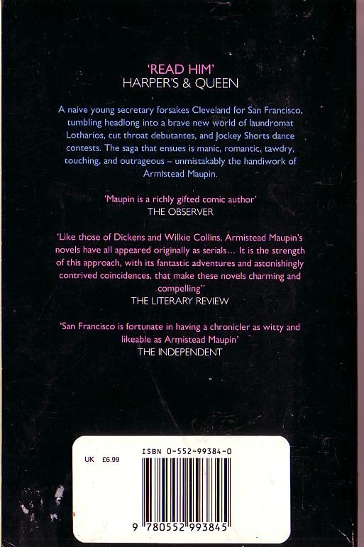 Armistead Maupin  TALES OF THE CITY magnified rear book cover image