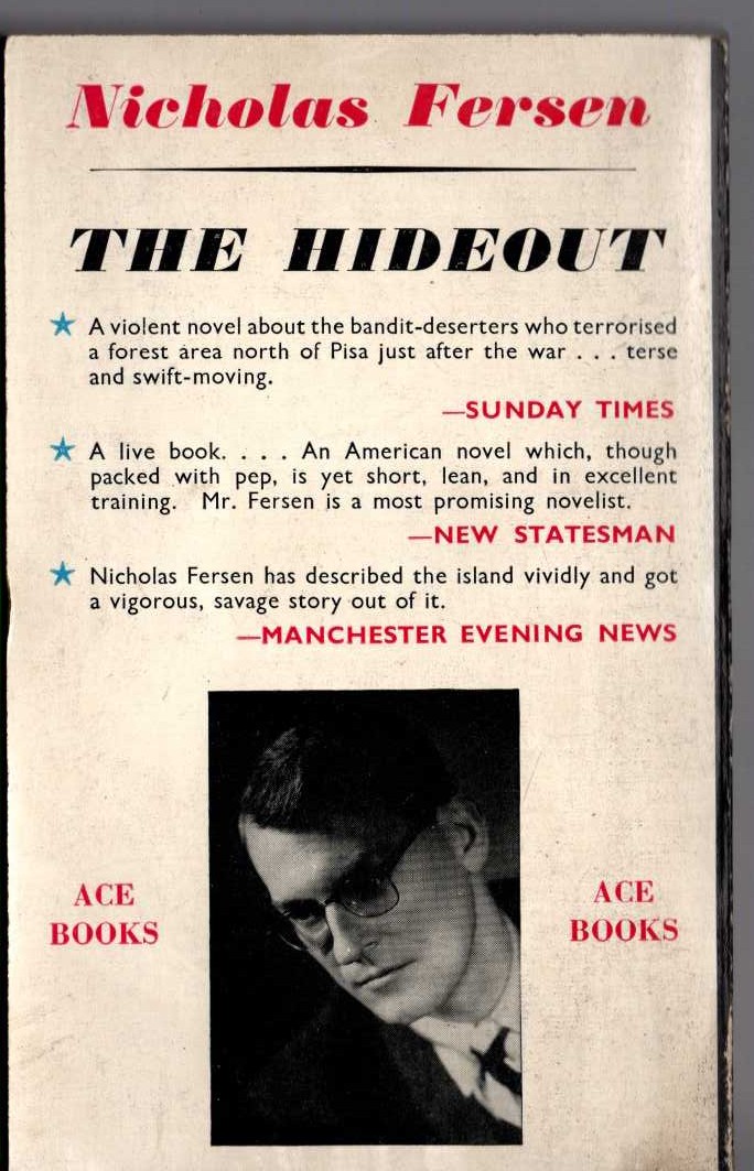 Nicholas Fersen  THE HIDEOUT magnified rear book cover image