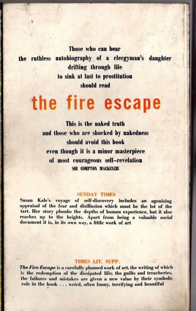 Susan Kale  THE FIRE ESCAPE magnified rear book cover image