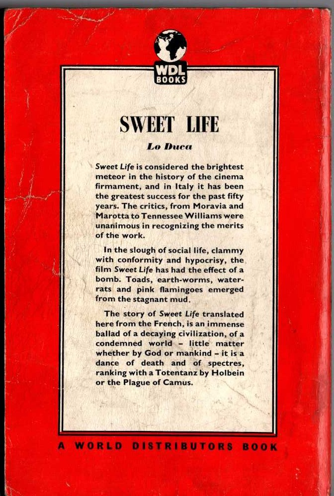 Lo Duca  SWEET LIFE (Film tie-in) magnified rear book cover image