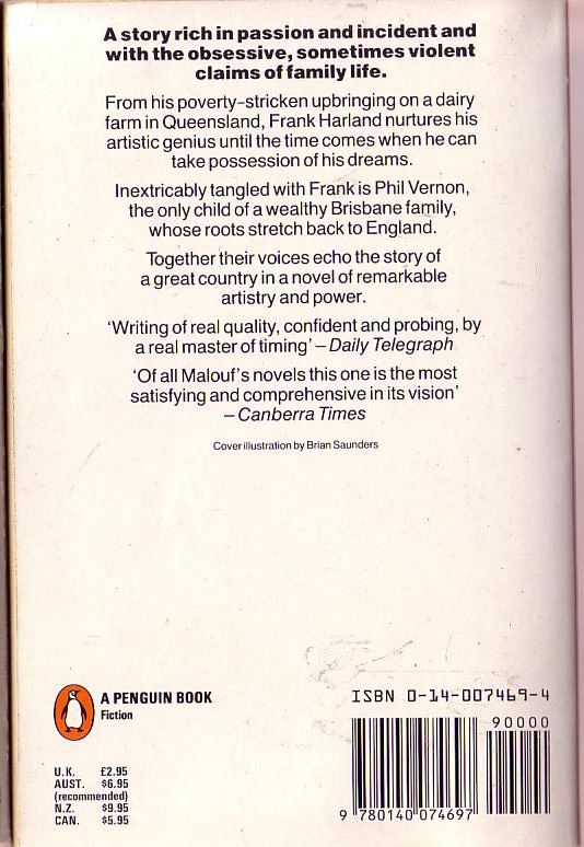 David Malouf  HARLAND'S HALF ACRE magnified rear book cover image