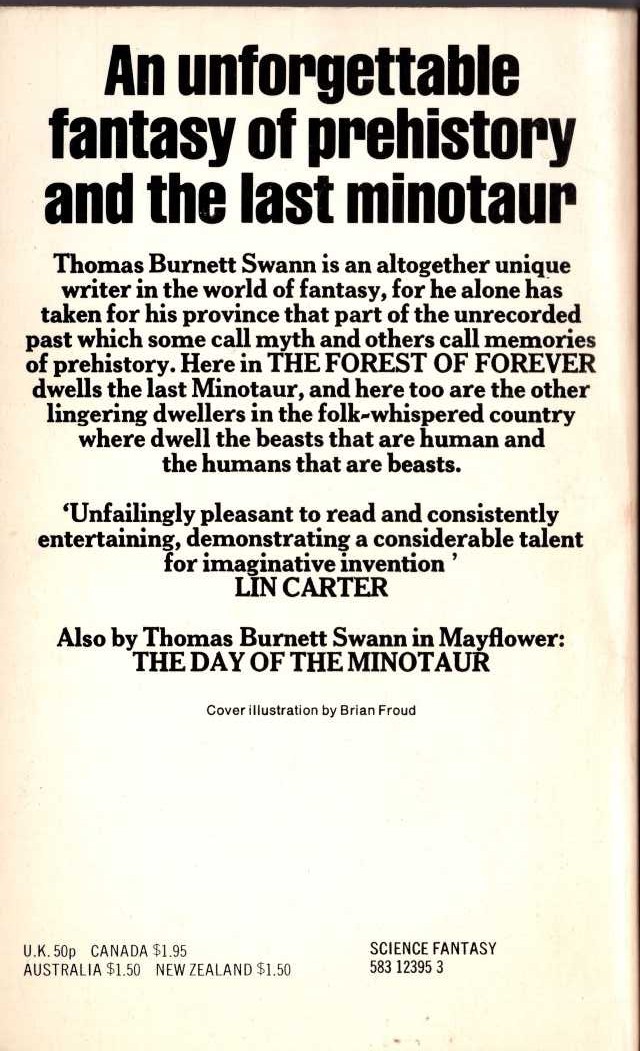 Thomas Burnett Swann  THE FOREST OF FOREVER magnified rear book cover image
