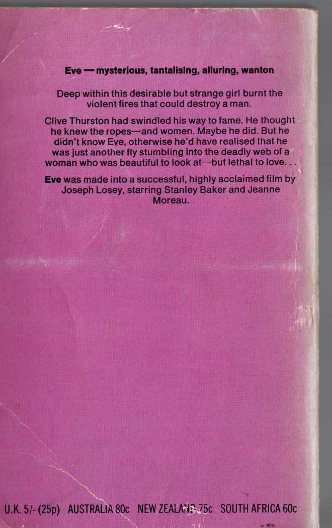 James Hadley Chase  EVE magnified rear book cover image