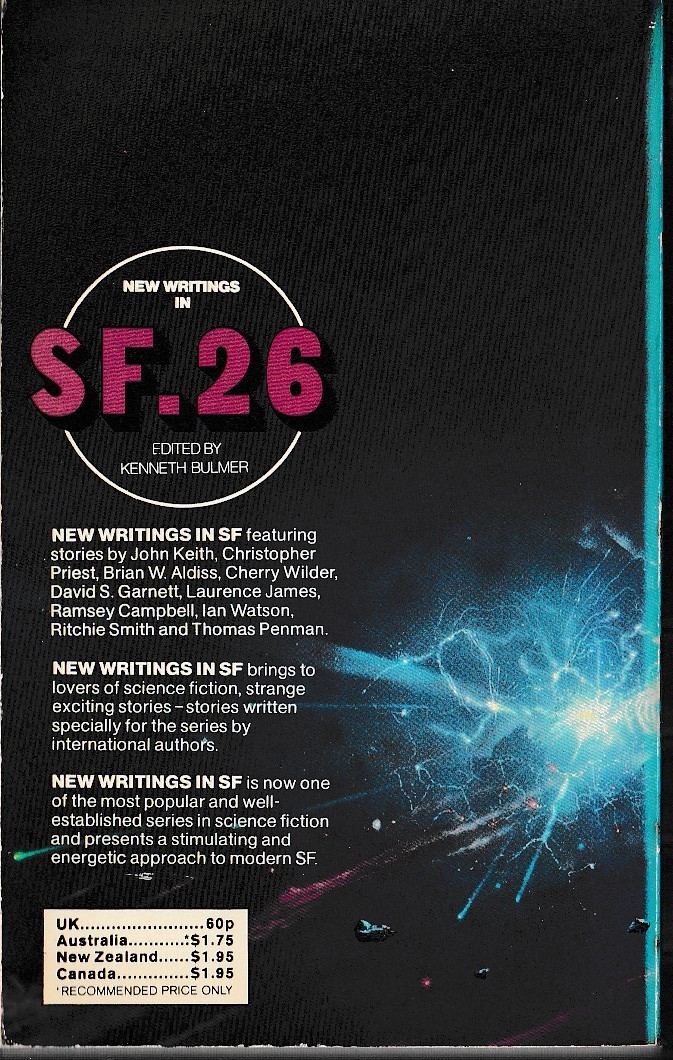 Kenneth Bulmer (Edits) NEW WRITINGS IN SF.26 magnified rear book cover image