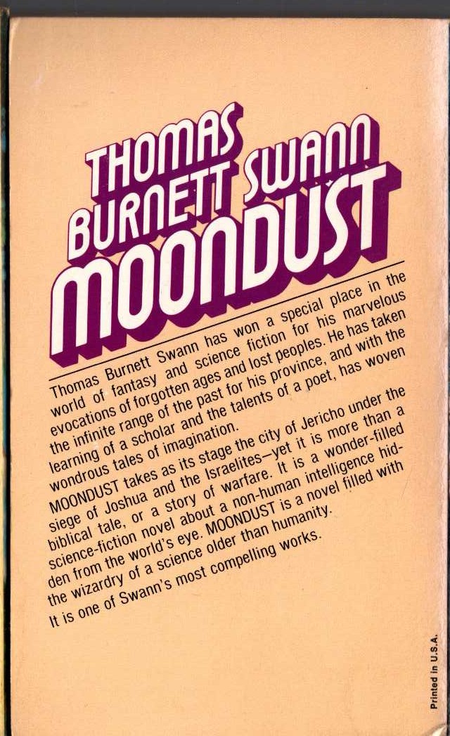 Thomas Burnett Swann  MOONDUST magnified rear book cover image