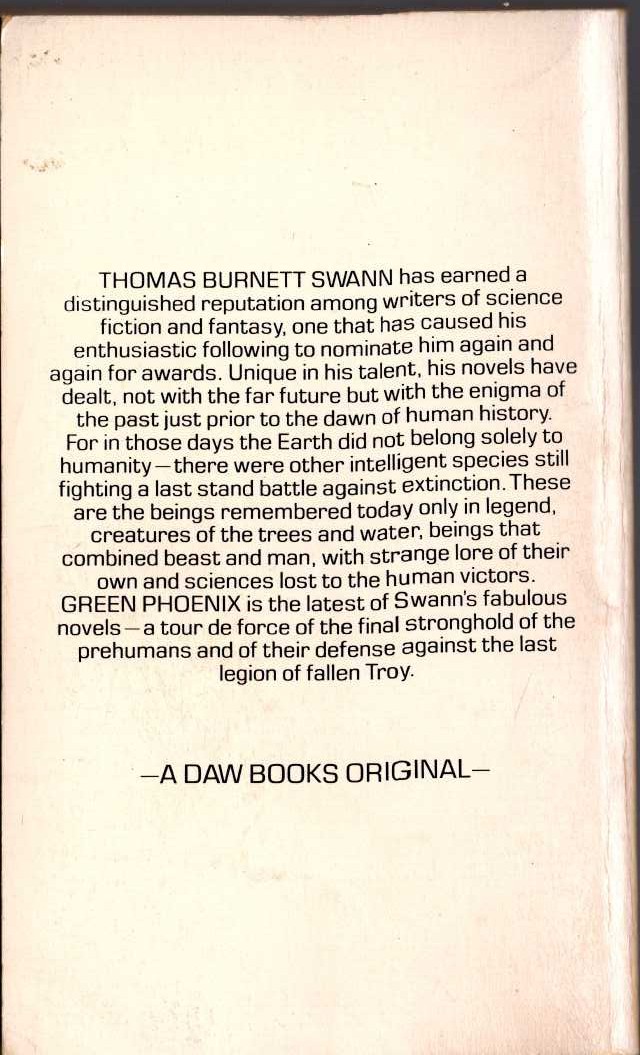 Thomas Burnett Swann  GREEN PHOENIX magnified rear book cover image