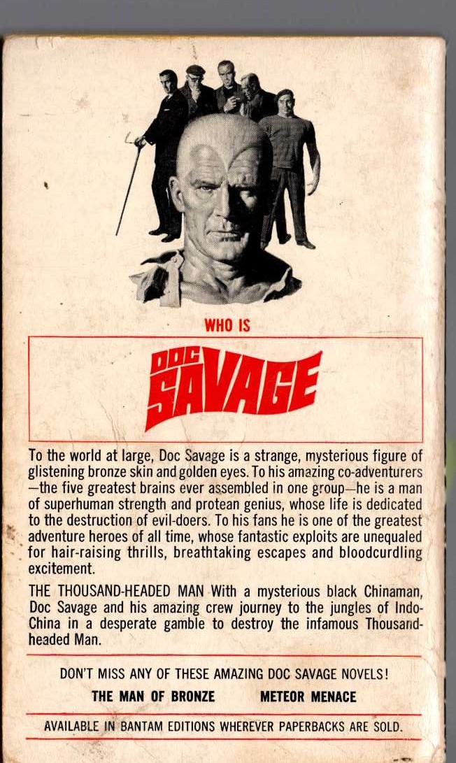 Kenneth Robeson  DOC SAVAGE: THE THOUSAND-HEADED MAN magnified rear book cover image