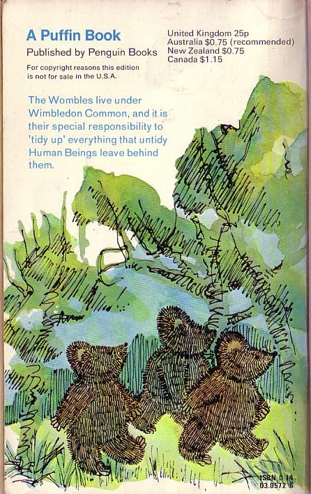 Elisabeth Beresford  THE WOMBLES magnified rear book cover image