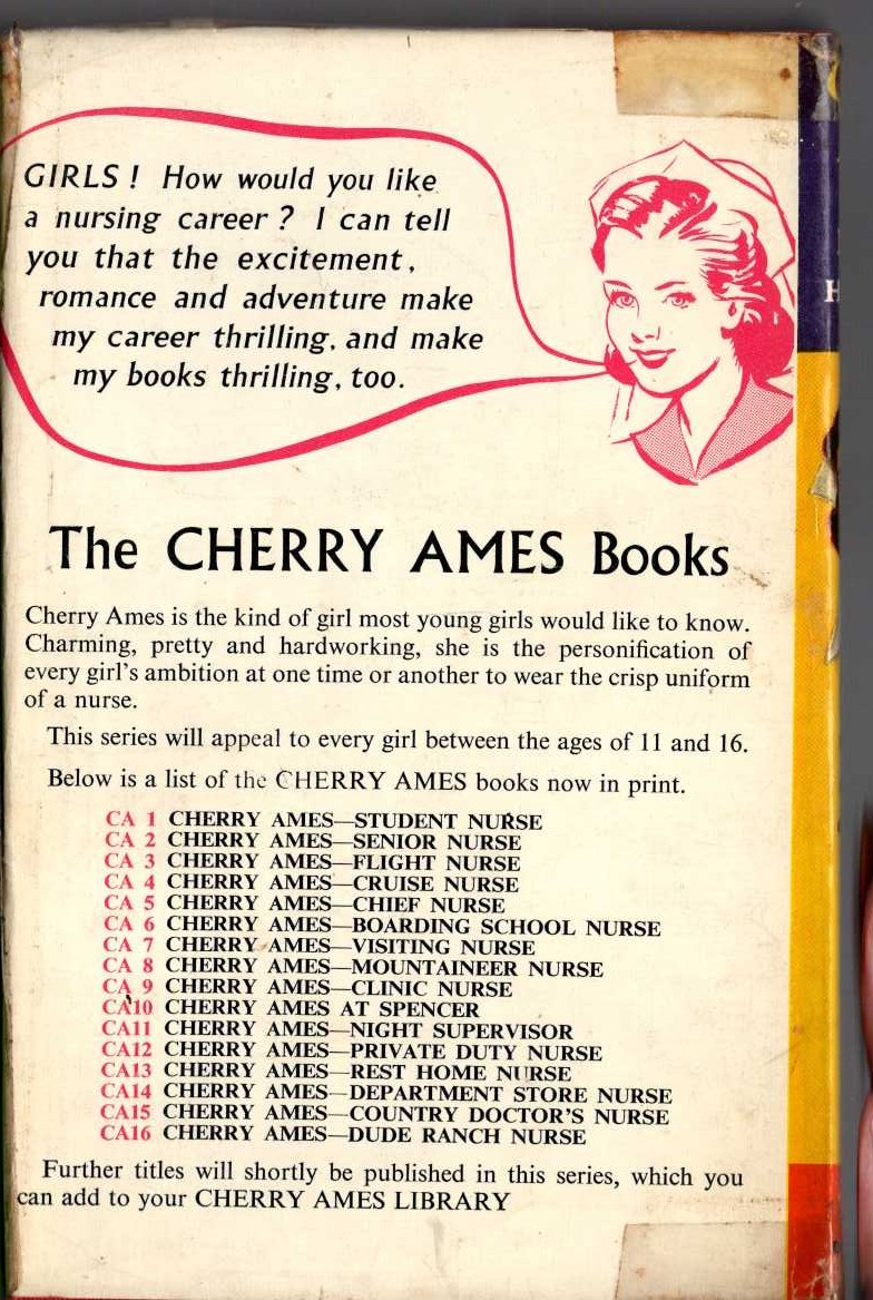 CHERRY AMES CHIEF NURSE magnified rear book cover image