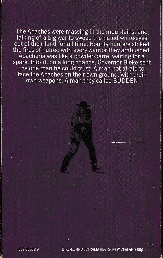 Frederick H. Christian  SUDDEN - APACHE FIGHTER magnified rear book cover image