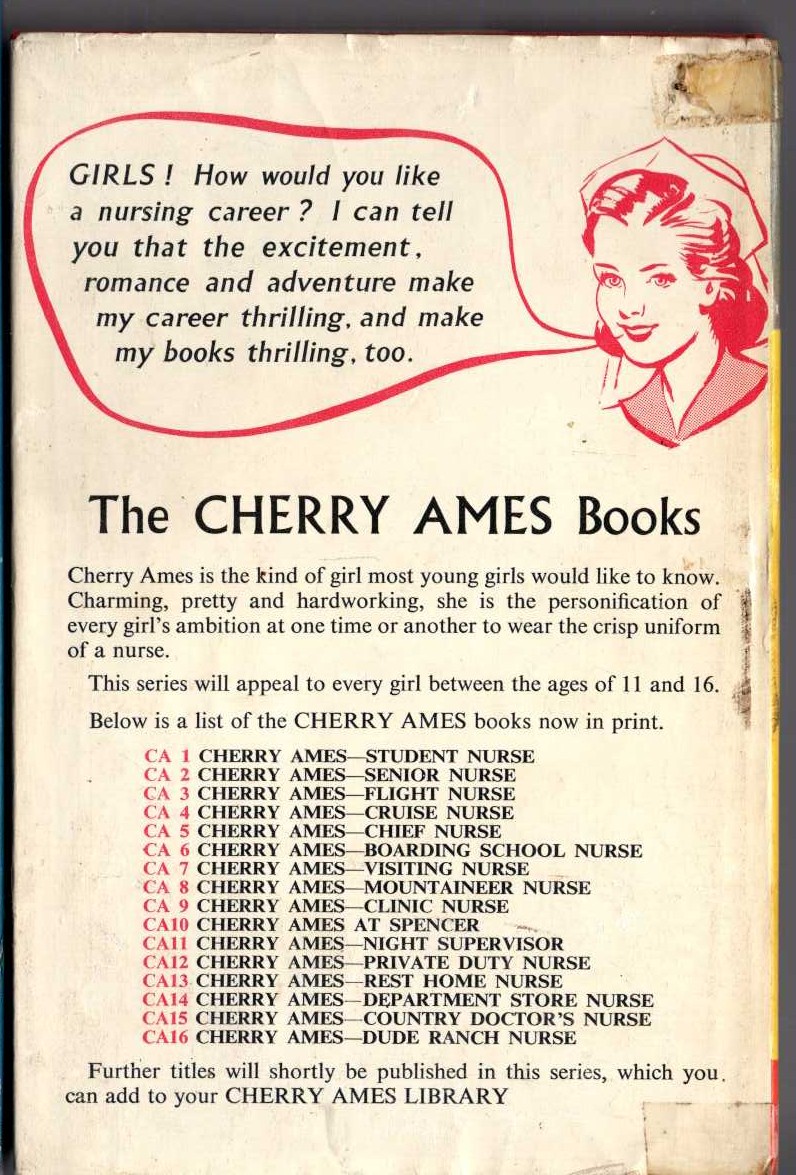 CHERRY AMES VISITING NURSE magnified rear book cover image