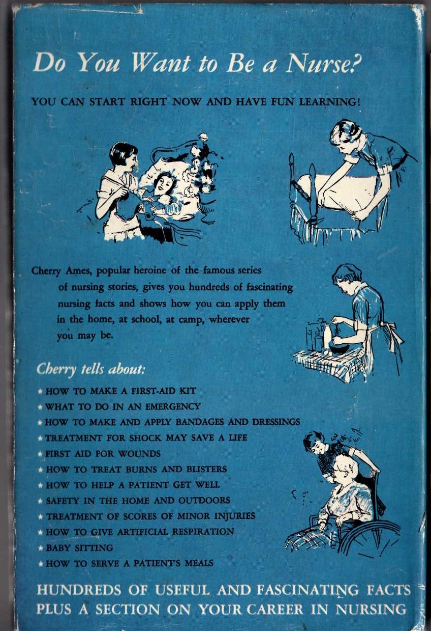 CHERRY AMES BOOK OF FIRST AID AND HOME NURSING magnified rear book cover image