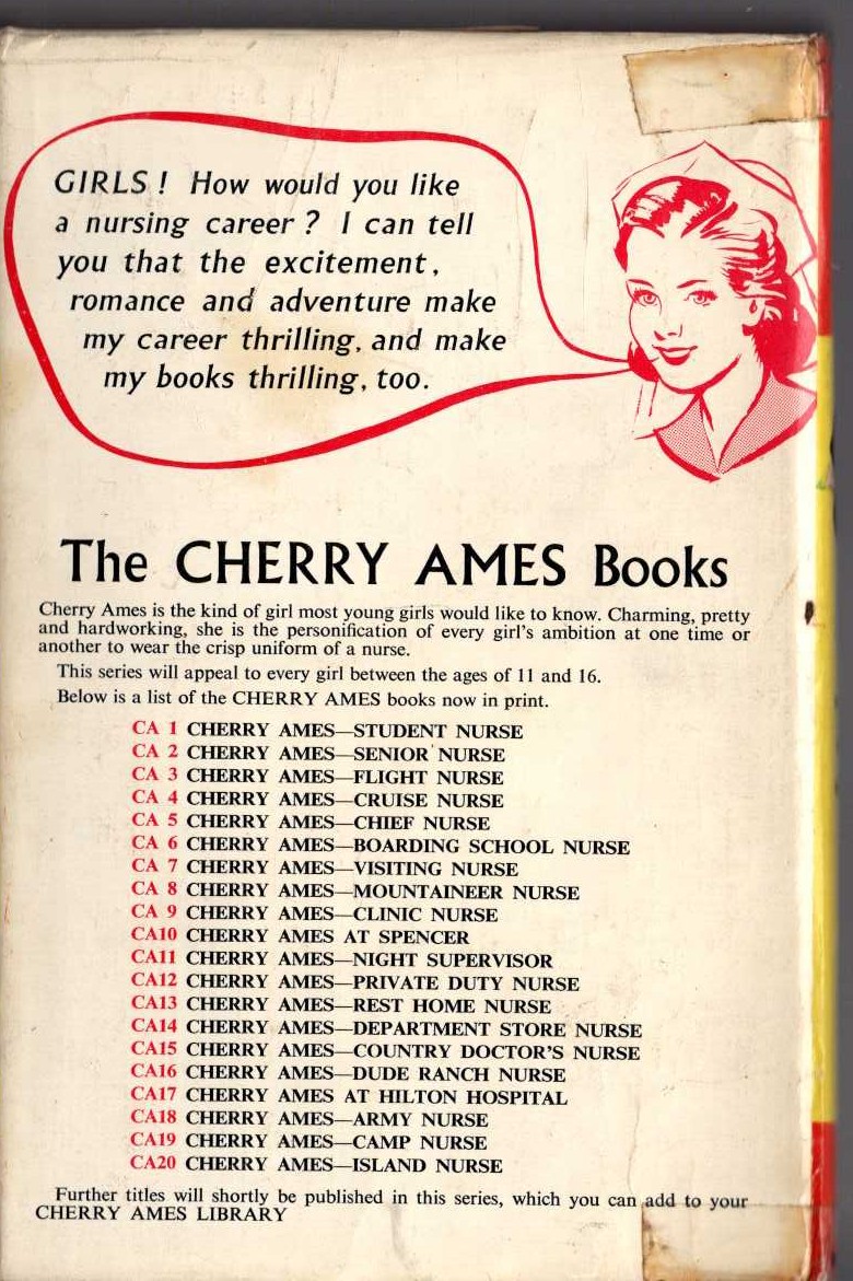 CHERRY AMES ISLAND NURSE magnified rear book cover image