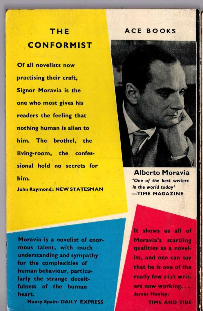 Alberto Moravia  THE CONFORMIST magnified rear book cover image
