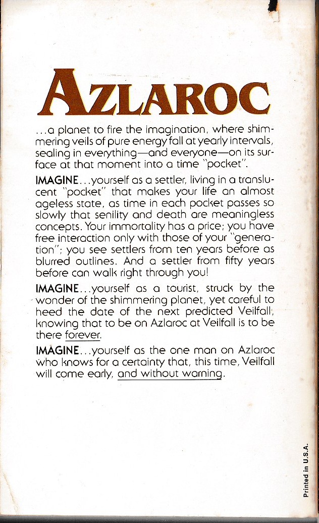 Fred Saberhagen  THE VEILS OF AZLAROC magnified rear book cover image