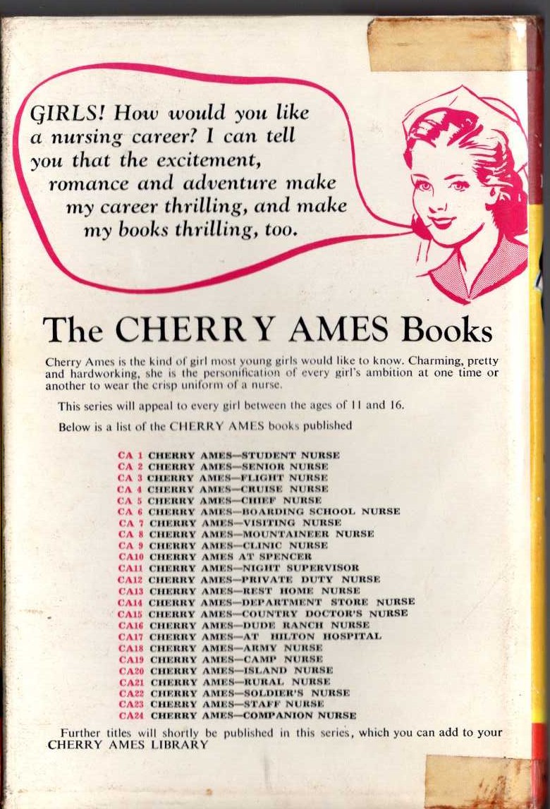 CHERRY AMES STAFF NURSE magnified rear book cover image