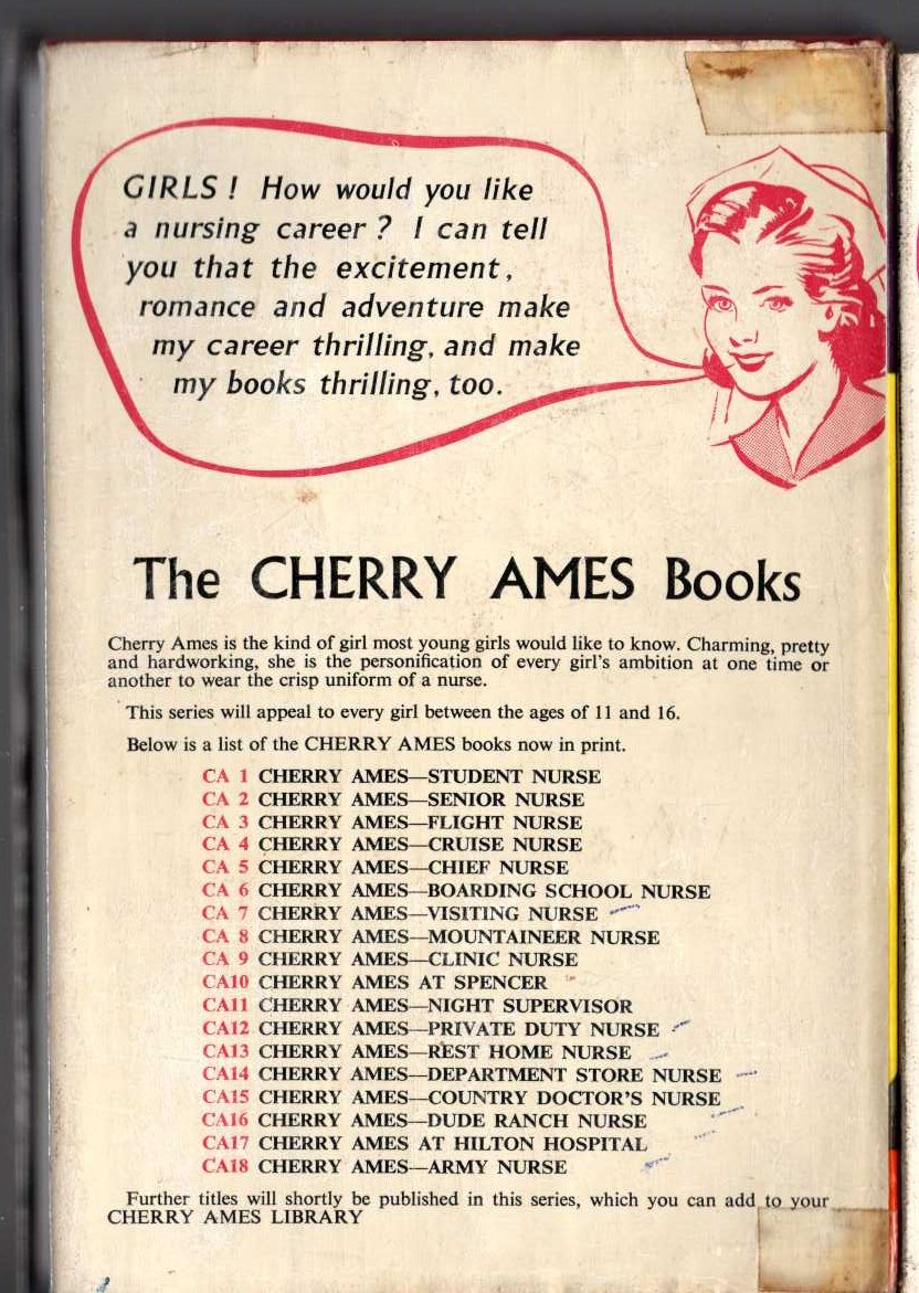 CHERRY AMES ARMY NURSE magnified rear book cover image