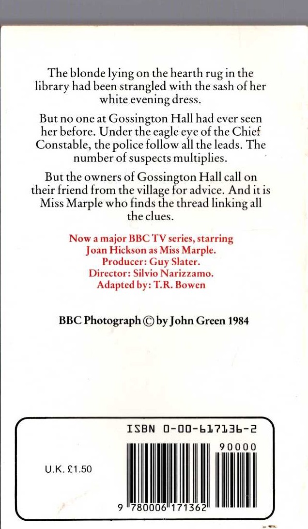 Agatha Christie  THE BODY IN THE LIBRARY (Joan Hickson) magnified rear book cover image