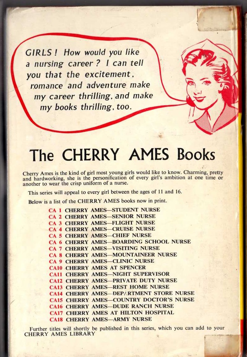 CHERRY AMES DEPARTMENT STORE NURSE magnified rear book cover image
