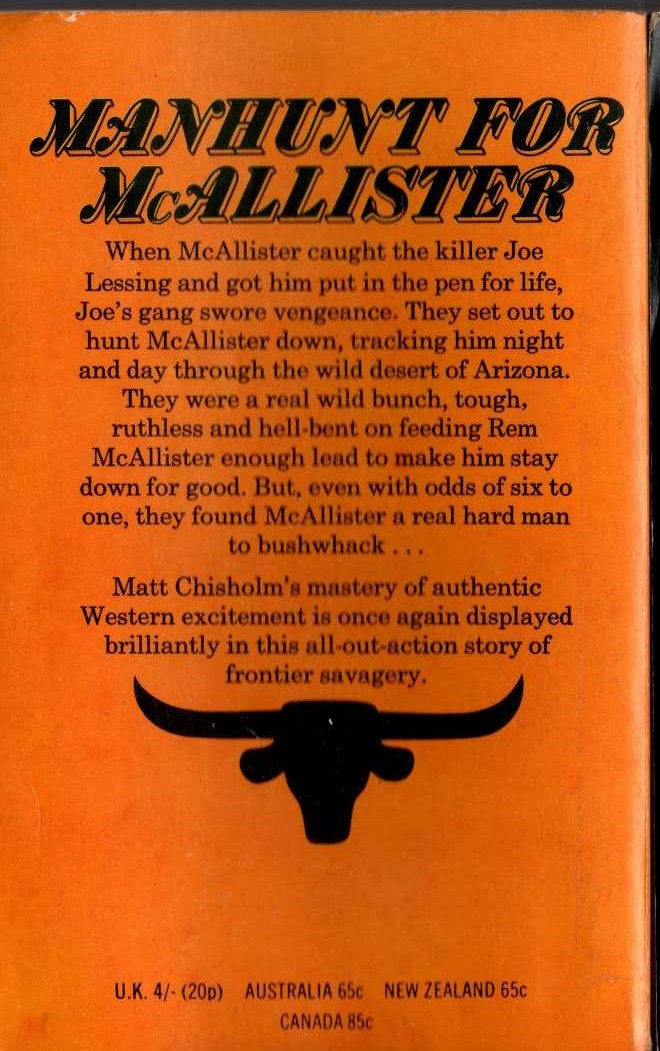 Matt Chisholm  TRAIL OF McALLISTER magnified rear book cover image
