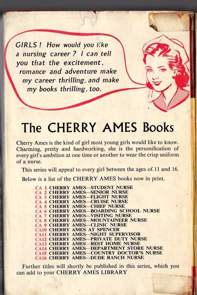 CHERRY AMES SENIOR NURSE magnified rear book cover image